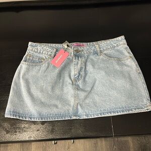 Edikted Chiara Denim Micro Skirt, size XL